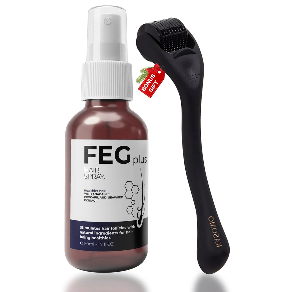Pack of 2 FEG Hair Growth Spray Plus Derma Roller, Suitable For Both Men and Women