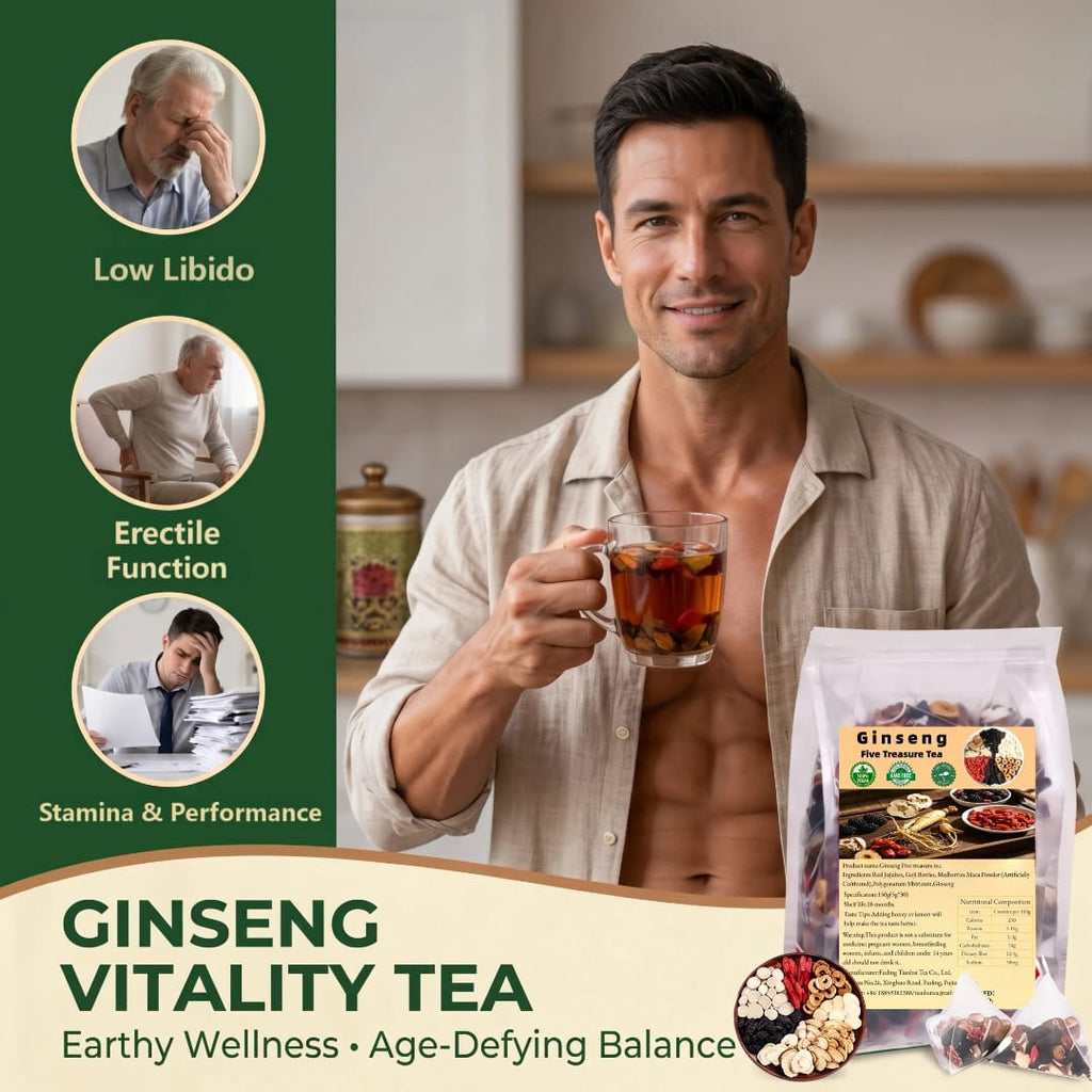Ginseng Five Treasure Tea – 30 Pyramid Tea Bags of Nourishing Herbal Goodness