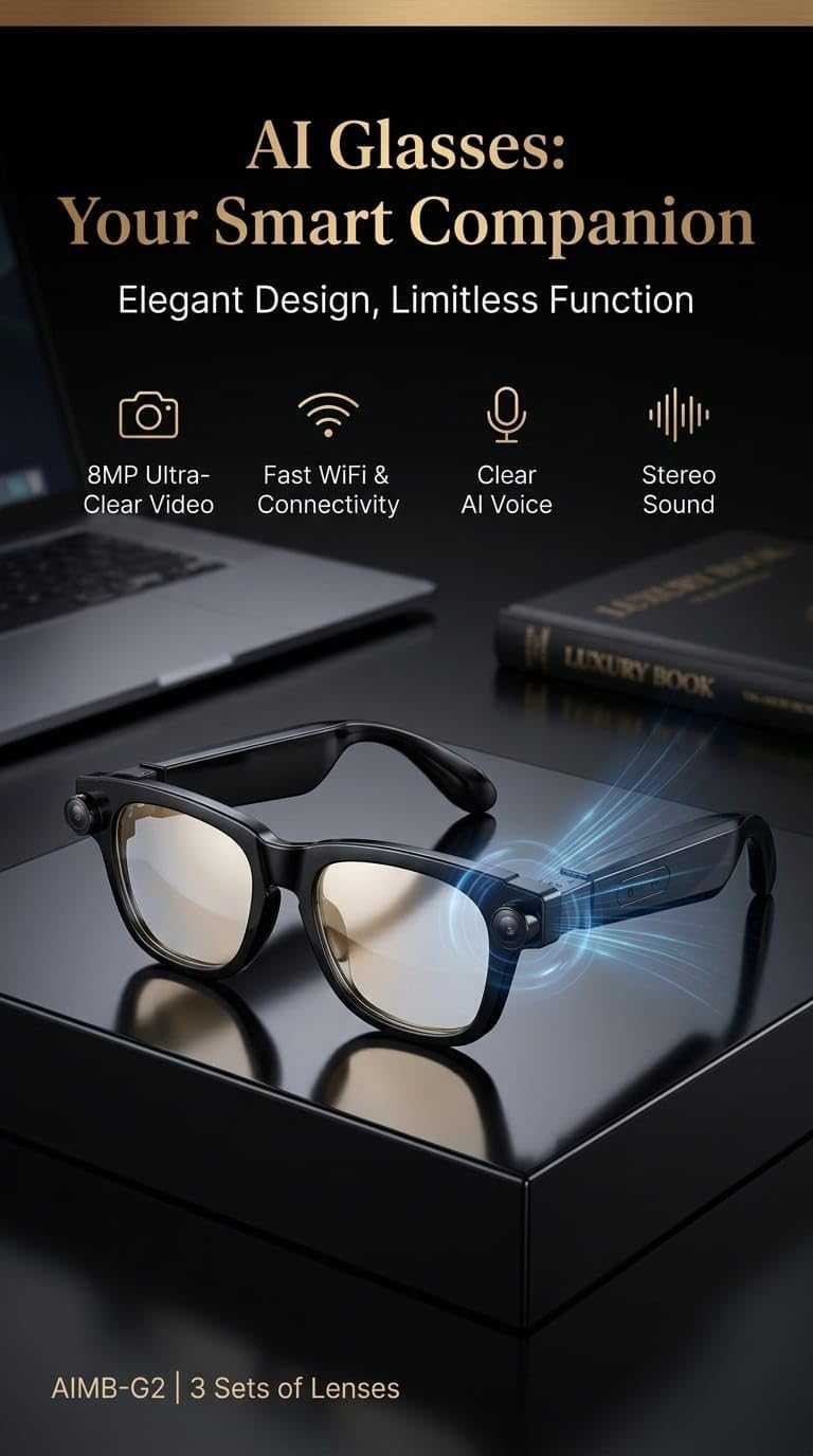 AI Smart Glasses with 8MP Camera